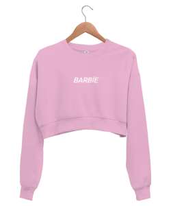 BARBİE Yazılı Pembe Kadın Crop Sweatshirt