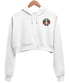 BARIŞ Kadın Crop Hoodie Kapüşonlu Sweatshirt