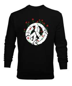 Barış ve Güller - Peace And Roses Siyah Erkek Sweatshirt