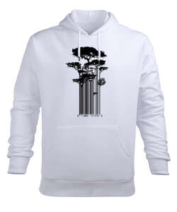 Barkod Ağaç - Barcode Trees illustration Beyaz Erkek Kapüşonlu Hoodie Sweatshirt