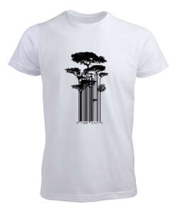 Barkod Ağaç - Barcode Trees illustration Beyaz Erkek Tişört