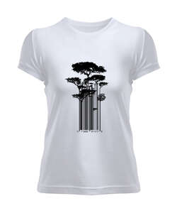 Barkod Ağaç - Barcode Trees illustration Beyaz Kadın Tişört