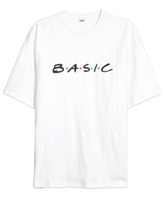 Basic Friends Beyaz Oversize Unisex Tişört