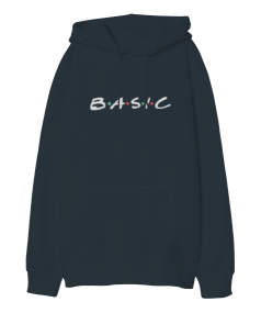 Basic Friends Füme Oversize Unisex Kapüşonlu Sweatshirt