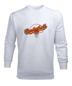 Basketball baskılı Beyaz Erkek Sweatshirt