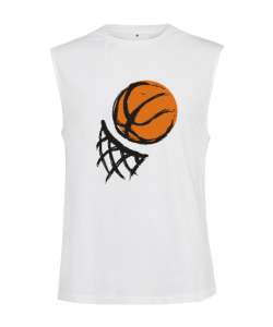 Basketbol - Basket Beyaz Kesik Kol Unisex Tişört