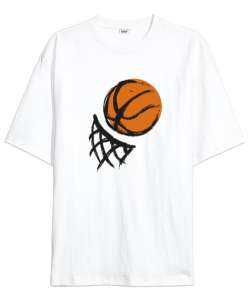 Basketbol - Basket Beyaz Oversize Unisex Tişört