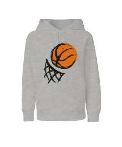 Basketbol - Basket Gri Çocuk Unisex Hoodie Kapüşonlu