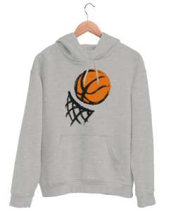 Basketbol - Basket Gri Unisex Kapşonlu Sweatshirt