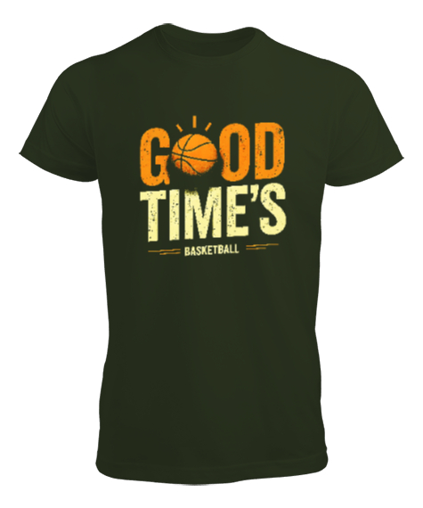 Tisho - Basketbol - Good Times Basketball Haki Yeşili Erkek Tişört