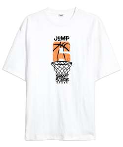 Basketbol - Jump - Zıpla - Pota Beyaz Oversize Unisex Tişört