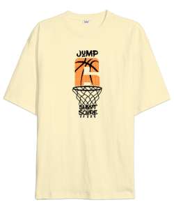 Basketbol - Jump - Zıpla - Pota Krem Oversize Unisex Tişört