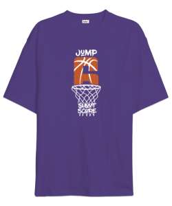 Basketbol - Jump - Zıpla - Pota Mor Oversize Unisex Tişört