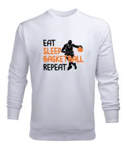 Basketbol Rutin - Basketball Routine Beyaz Erkek Sweatshirt