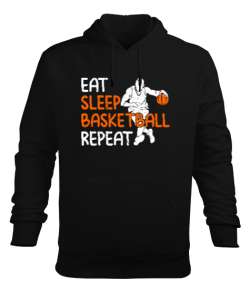 Basketbol Rutin - Basketball Routine Siyah Erkek Kapüşonlu Hoodie Sweatshirt