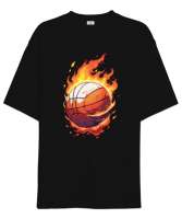 Basketbol Siyah Oversize Unisex Tişört - Thumbnail