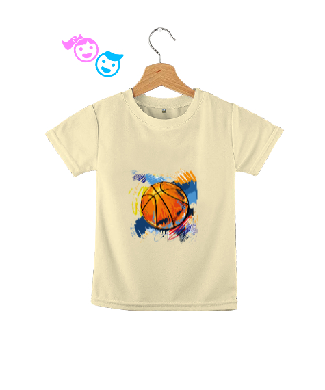 Basketbol Topu Desenli Krem Çocuk Unisex