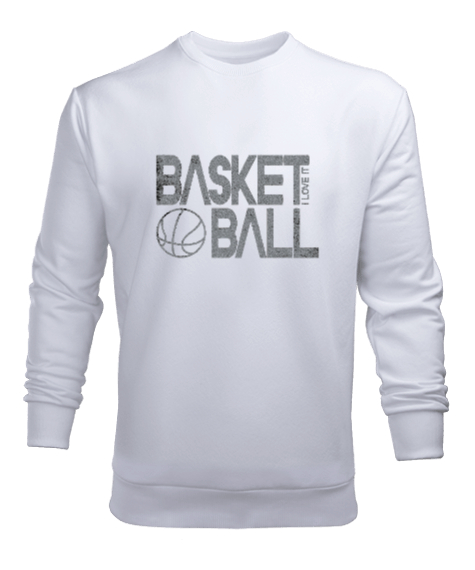 Tisho - Basketbol Yazı Sanatı Basketbol Yazılı Beyaz Erkek Sweatshirt