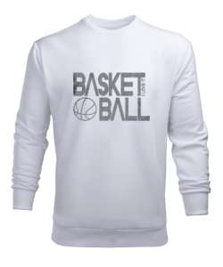  Basketbol Yazı Sanatı Basketbol Yazılı Beyaz Erkek Sweatshirt