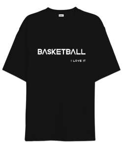 Basketbol yazılı desen tasarımı baskılı 3 Siyah Oversize Unisex Tişört