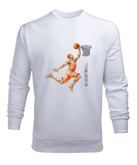 Tisho - Basketbolcu Turnike Beyaz Erkek Sweatshirt