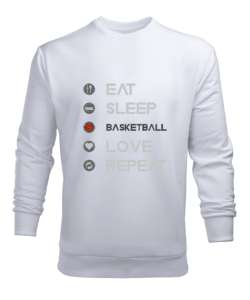 Basketbolcunun Hayat Döngüsü Rutin Beyaz Erkek Sweatshirt