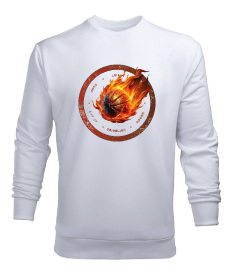 Tisho - Basketbolun Ateşi Beyaz Erkek Sweatshirt