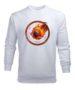 Basketbolun Ateşi Beyaz Erkek Sweatshirt