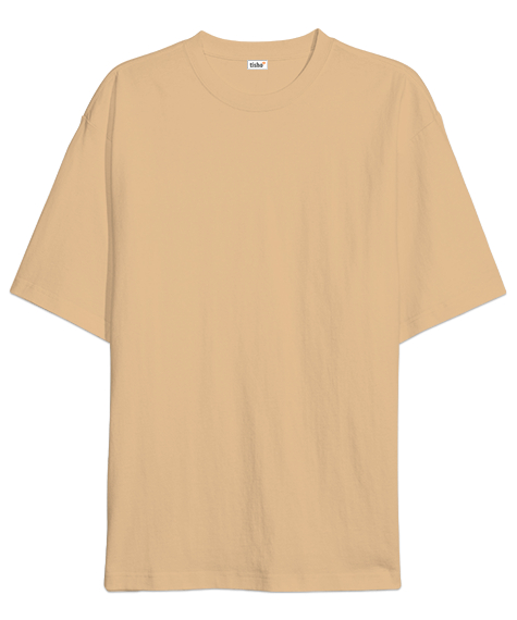 Tisho - Baskısız Düz Camel Oversize Unisex Tişört