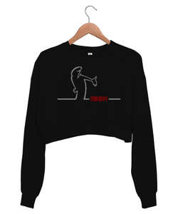 Bay Meraklı - LA Linea Siyah Kadın Crop Sweatshirt