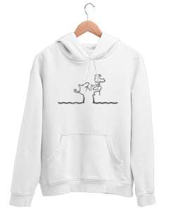 Bay Meraklı - La Linea V2 Beyaz Unisex Kapşonlu Sweatshirt