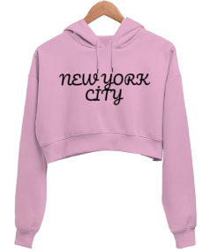 Bayan NEW YORK CİTY baskılı crop Kadın Crop Hoodie Kapüşonlu Sweatshirt