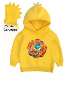 bayblatte sarı Sarı Çocuk Dinozor Kapşonlu Hoodie