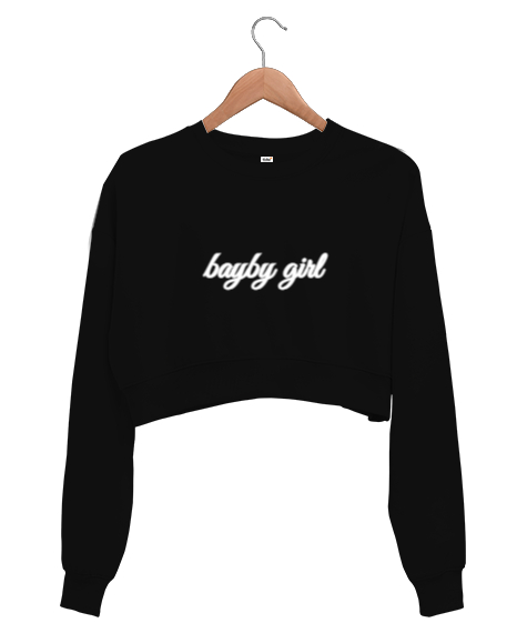 BAYBY GIRL Siyah Kadın Crop Sweatshirt