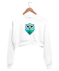 Baykuş baskılı Kadın Crop Sweatshirt