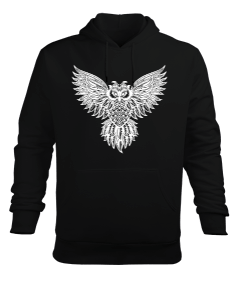 Baykuş Owl Beyaz Erkek Kapüşonlu Hoodie Sweatshirt