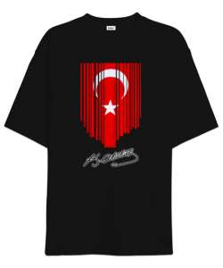 Bayrak imza U1 Siyah Oversize Unisex Tişört