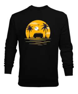 Baywatch, Camper ve Sörf. Miami Kaliforniya Siyah Erkek Sweatshirt