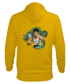 BB005 - Bruce Lee Dragon Tasarımlı Erkek Kapşonlu Fermuarlı