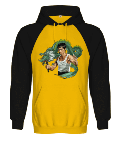 BB005 - Bruce Lee Dragon Tasarımlı Orjinal Reglan Hoodie Unisex Sweatshirt