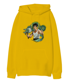 BB005 - Bruce Lee Dragon Tasarımlı Oversize Unisex Kapüşonlu Sweatshirt