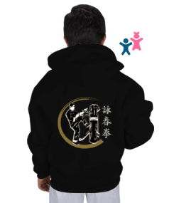 BB008 - Wing Chun Dummy Çocuk Kapüşonlu Hoodie Fermuarlı