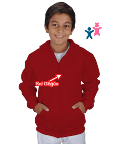 BB012 Anchor Tasarım Çocuk Kapüşonlu Hoodie Fermuarlı