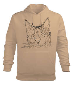 BB017 - Cat Face Camel Erkek Kapüşonlu Hoodie Sweatshirt