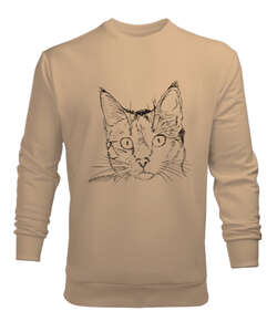 BB017 - Cat Face Camel Erkek Sweatshirt