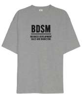 BDSM XX Gri Oversize Unisex Tişört - Thumbnail