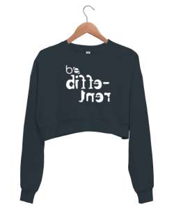 Be Different - Farklı Ol Füme Kadın Crop Sweatshirt