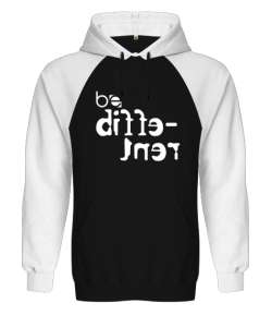 Be Different - Farklı Ol Siyah/Beyaz Orjinal Reglan Hoodie Unisex Sweatshirt