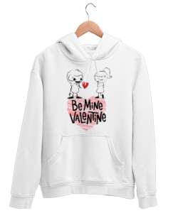 BE MINE Beyaz Unisex Kapşonlu Sweatshirt