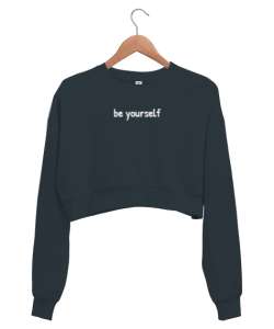 Be Yourself Füme Kadın Crop Sweatshirt